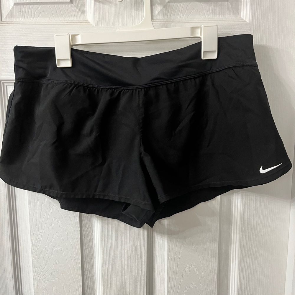 Nike Black Running Shorts w/Built In Underwear & Back Waist zipper pocket Sz XL